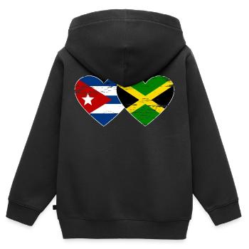 Kuba Jamaika Flagge Herz used - Kinder Premium Organic Zip Hoodie - Schwarz - Hinten - AI Model Kid Male (0cm)