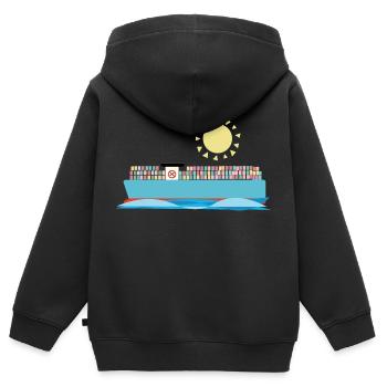 Container Ship - Kids Premium Organic Zip-up Hoodie - black - Back - AI Model Kid Male (0cm)