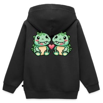 Alligator Paar Liebe Valentinstag - Kinder Premium Organic Zip Hoodie - Schwarz - Hinten - AI Model Kid Male (0cm)
