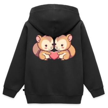 Eichhörnchen Paar Liebe Valentinstag - Kinder Premium Organic Zip Hoodie - Schwarz - Hinten - AI Model Kid Male (0cm)
