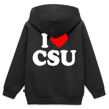 I love csu - Kinder Premium Organic Zip Hoodie - Schwarz - Hinten - AI Model Kid Male (0cm)