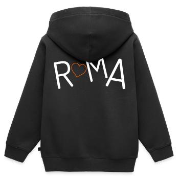 Rome Souvenir T-Shirt Roma - Sweat Premium à capuche zippé enfant bio - noir - Dos - AI Model Kid Male (0cm)