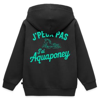 tee shirt je peux pas j ai aquaponey - Sweat Premium à capuche zippé enfant bio - noir - Dos - AI Model Kid Male (0cm)