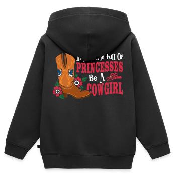 Dans un monde rempli de princesses, soyez un - Sweat Premium à capuche zippé enfant bio - noir - Dos - AI Model Kid Male (0cm)