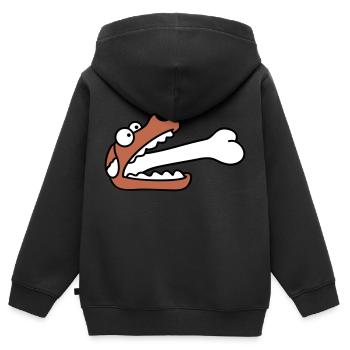 Hund Gierig Hungrig Großer Knochen Verschluckt - Kinder Premium Organic Zip Hoodie - Schwarz - Hinten - AI Model Kid Male (0cm)