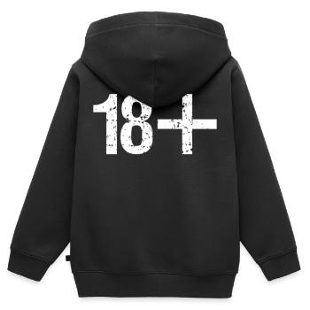 18 plus Vintage Distressed Retro - Kinder Premium Organic Zip Hoodie - Schwarz - Hinten - AI Model Kid Male (0cm)