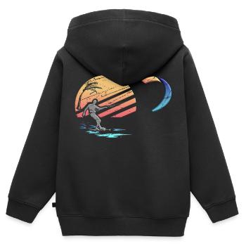 Allez kite - Sweat Premium à capuche zippé enfant bio - noir - Dos - AI Model Kid Male (0cm)