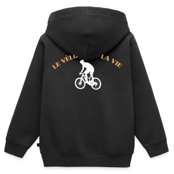 Radfahren ist Leben,Radfahren,Radfahrer,Radfahren - Kinder Premium Organic Zip Hoodie - Schwarz - Hinten - AI Model Kid Male (0cm)