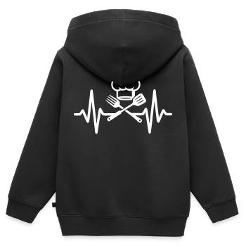 Heartbeat Küchenchef - Kinder Premium Organic Zip Hoodie - Schwarz - Hinten - AI Model Kid Male (0cm)