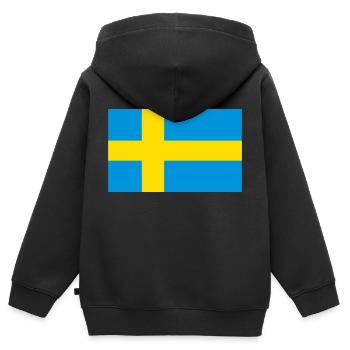 Sweden - Kids Premium Organic Zip-up Hoodie - black - Back - AI Model Kid Male (0cm)
