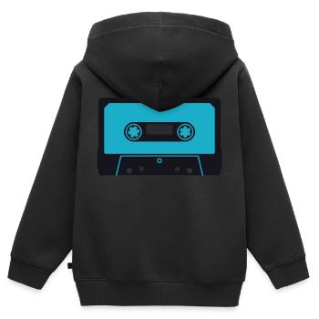 kassette02_2f - Kinder Premium Organic Zip Hoodie - Schwarz - Hinten - AI Model Kid Male (0cm)