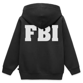 FBI - Kinder Premium Organic Zip Hoodie - Schwarz - Hinten - AI Model Kid Male (0cm)
