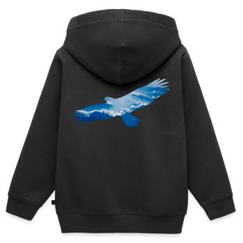 Adler - Kinder Premium Organic Zip Hoodie - Schwarz - Hinten - AI Model Kid Male (0cm)