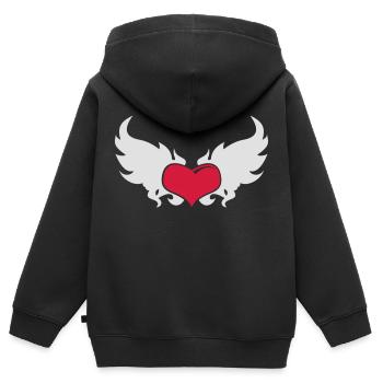 Un coeur flamboyant - Sweat Premium à capuche zippé enfant bio - noir - Dos - AI Model Kid Male (0cm)