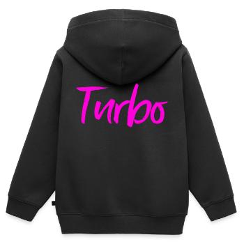 Turbo - Kinder Premium Organic Zip Hoodie - Schwarz - Hinten - AI Model Kid Male (0cm)