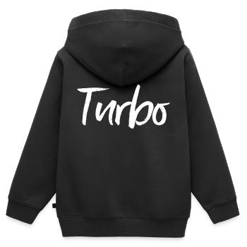 Turbo - Kinder Premium Organic Zip Hoodie - Schwarz - Hinten - AI Model Kid Male (0cm)