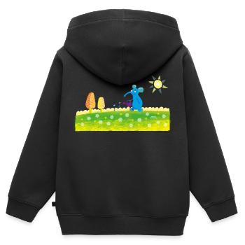 blue elephant - Kids Premium Organic Zip-up Hoodie - black - Back - AI Model Kid Male (0cm)