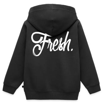 blanc frais - Sweat Premium à capuche zippé enfant bio - noir - Dos - AI Model Kid Male (0cm)