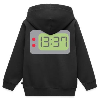 Horloge 1337 - Sweat Premium à capuche zippé enfant bio - noir - Dos - AI Model Kid Male (0cm)
