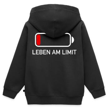 Life on the Limit Drôle disant batterie de téléphone cadeau - Sweat Premium à capuche zippé enfant bio - noir - Dos - AI Model Kid Male (0cm)