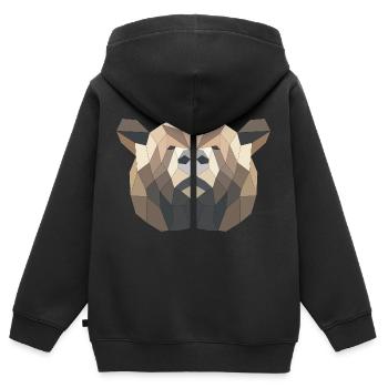 ours brun - Sweat Premium à capuche zippé enfant bio - noir - Dos - AI Model Kid Male (0cm)