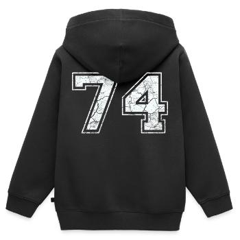74 dans blanc in Used Look - Sweat Premium à capuche zippé enfant bio - noir - Dos - AI Model Kid Male (0cm)