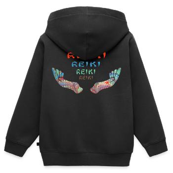 reiki reiki reiki e 72 - Kinder Premium Organic Zip Hoodie - Schwarz - Hinten - AI Model Kid Male (0cm)