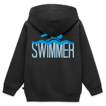 swimmer logo design schwimmen piktogramm baden - Kinder Premium Organic Zip Hoodie - Schwarz - Hinten - AI Model Kid Male (0cm)