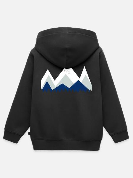 Ski - Hoodie Premium med dragkedja barn ekologisk - svart