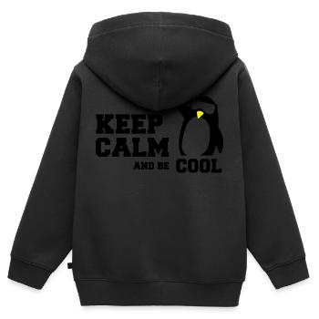 Penguin garder son calme - Sweat Premium à capuche zippé enfant bio - noir - Dos - AI Model Kid Male (0cm)