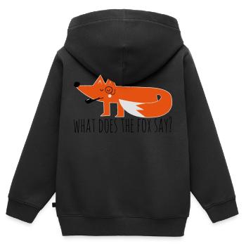 Funny Hipster Swag Trendy comic cartoon renard - Sweat Premium à capuche zippé enfant bio - noir - Dos - AI Model Kid Male (0cm)