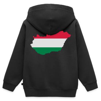 Ungarn - Kinder Premium Organic Zip Hoodie - Schwarz - Hinten - AI Model Kid Male (0cm)
