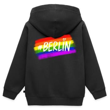 Berlin Pride - Kinder Premium Organic Zip Hoodie - Schwarz - Hinten - AI Model Kid Male (0cm)