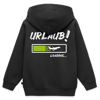 Urlaub loading - Bald Urlaub - Endlich Urlaub - Kinder Premium Organic Zip Hoodie - Schwarz - Hinten - AI Model Kid Male (0cm)