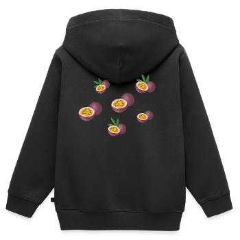 Motif Passion - Sweat Premium à capuche zippé enfant bio - noir - Dos - AI Model Kid Male (0cm)