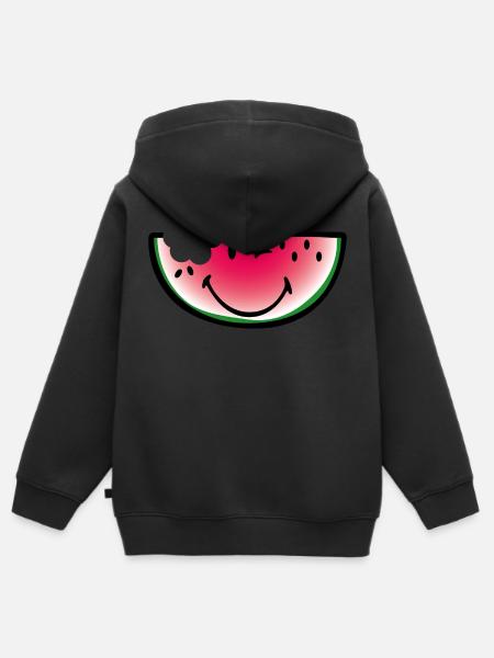 Smiley Watermelon - Kinder Premium Organic Zip Hoodie - Schwarz
