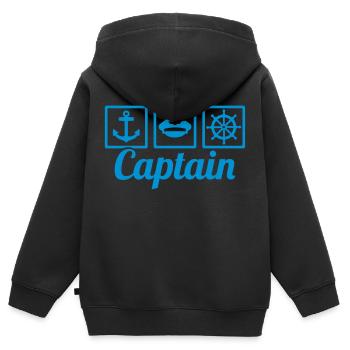 Kapitän - Kinder Premium Organic Zip Hoodie - Schwarz - Hinten - AI Model Kid Male (0cm)