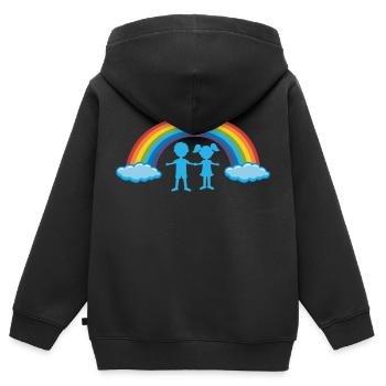 Kinder mit Regenbogen Kindergarten Geschwister - Kinder Premium Organic Zip Hoodie - Schwarz - Hinten - AI Model Kid Male (0cm)