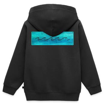 Océan - Sweat Premium à capuche zippé enfant bio - noir - Dos - AI Model Kid Male (0cm)