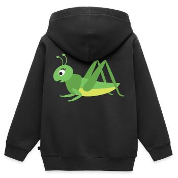 sauterelle - Sweat Premium à capuche zippé enfant bio - noir - Dos - AI Model Kid Male (0cm)