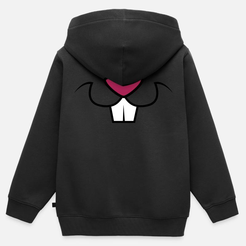 Dents de lapin - Sweat Premium à capuche zippé enfant bio - noir