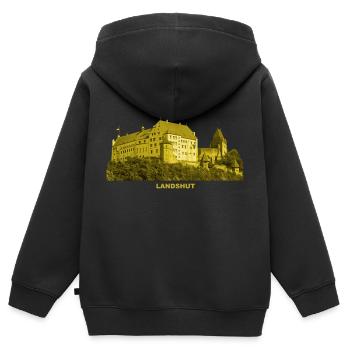 Landshut Burg Trausnitz Isar Niederbayern Berg - Kinder Premium Organic Zip Hoodie - Schwarz - Hinten - AI Model Kid Male (0cm)