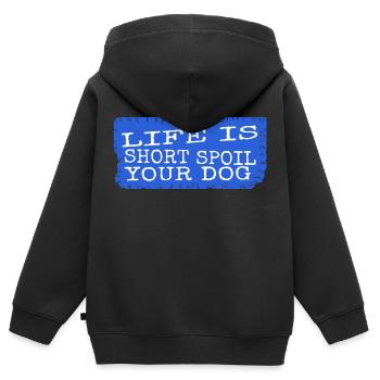 funny happy animal print animal welfare canine - Kinder Premium Organic Zip Hoodie - Schwarz - Hinten - AI Model Kid Male (0cm)