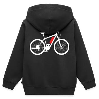 Vélo électrique - Sweat Premium à capuche zippé enfant bio - noir - Dos - AI Model Kid Male (0cm)
