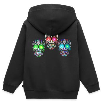Zucker Schädel Kunst - Kinder Premium Organic Zip Hoodie - Schwarz - Hinten - AI Model Kid Male (0cm)
