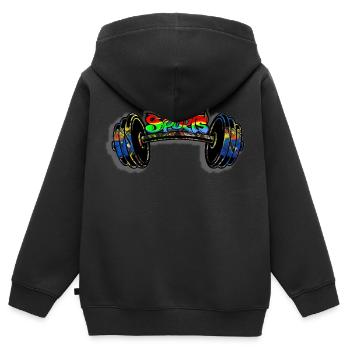 sports - Sweat Premium à capuche zippé enfant bio - noir - Dos - AI Model Kid Male (0cm)