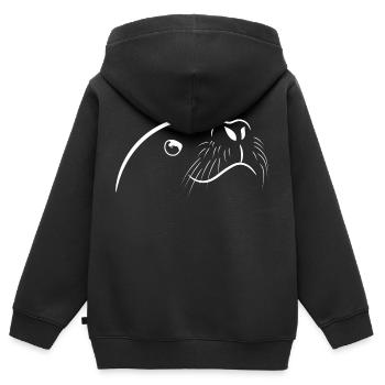 La poésie de cadeau rengaine - Sweat Premium à capuche zippé enfant bio - noir - Dos - AI Model Kid Male (0cm)