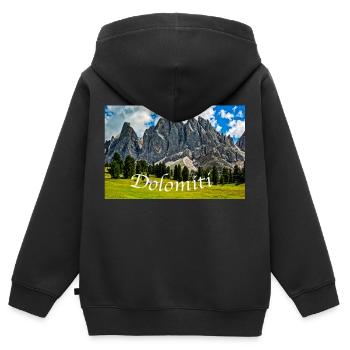 Parc naturel de Puez Geisler - Sweat Premium à capuche zippé enfant bio - noir - Dos - AI Model Kid Male (0cm)