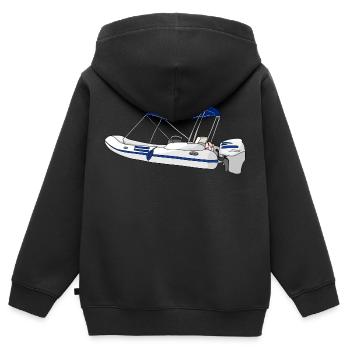 Bateau bateau pneumatique - Sweat Premium à capuche zippé enfant bio - noir - Dos - AI Model Kid Male (0cm)
