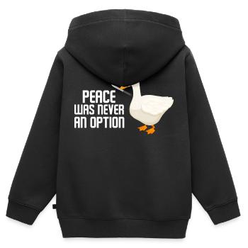 Peace Was Never An Option Goose Game - Sweat Premium à capuche zippé enfant bio - noir - Dos - AI Model Kid Male (0cm)